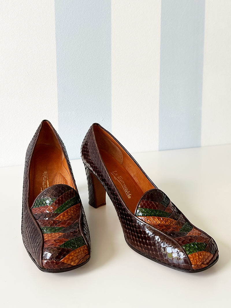Slangenleren 70s pumps