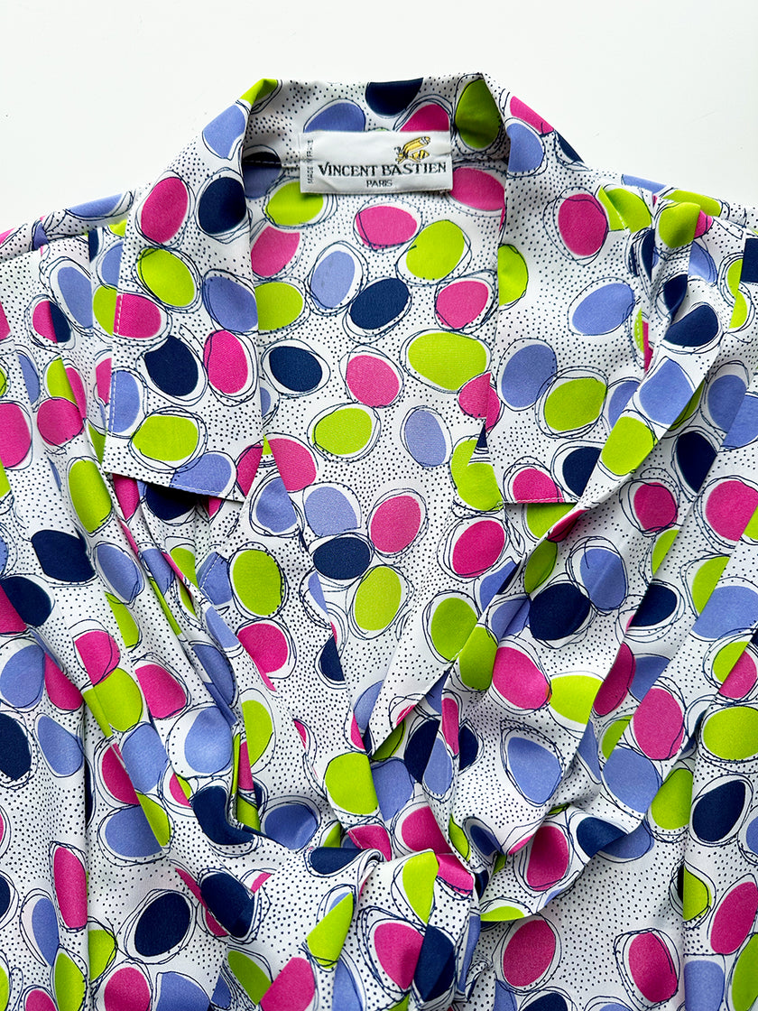 Vintage printjurk met geplisseerde sjaal