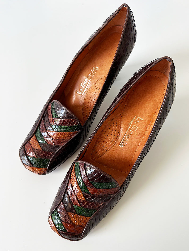 Slangenleren 70s pumps