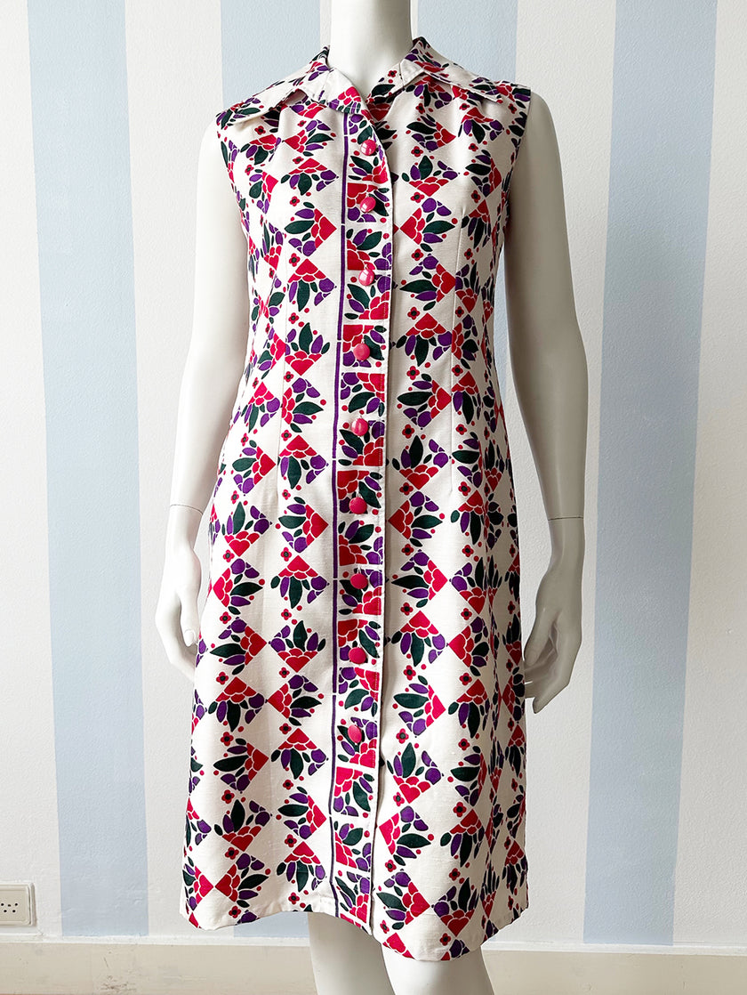 Mouwloze vintage printjurk