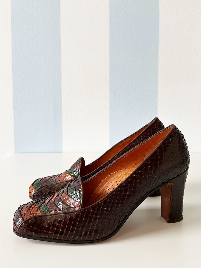 Slangenleren 70s pumps