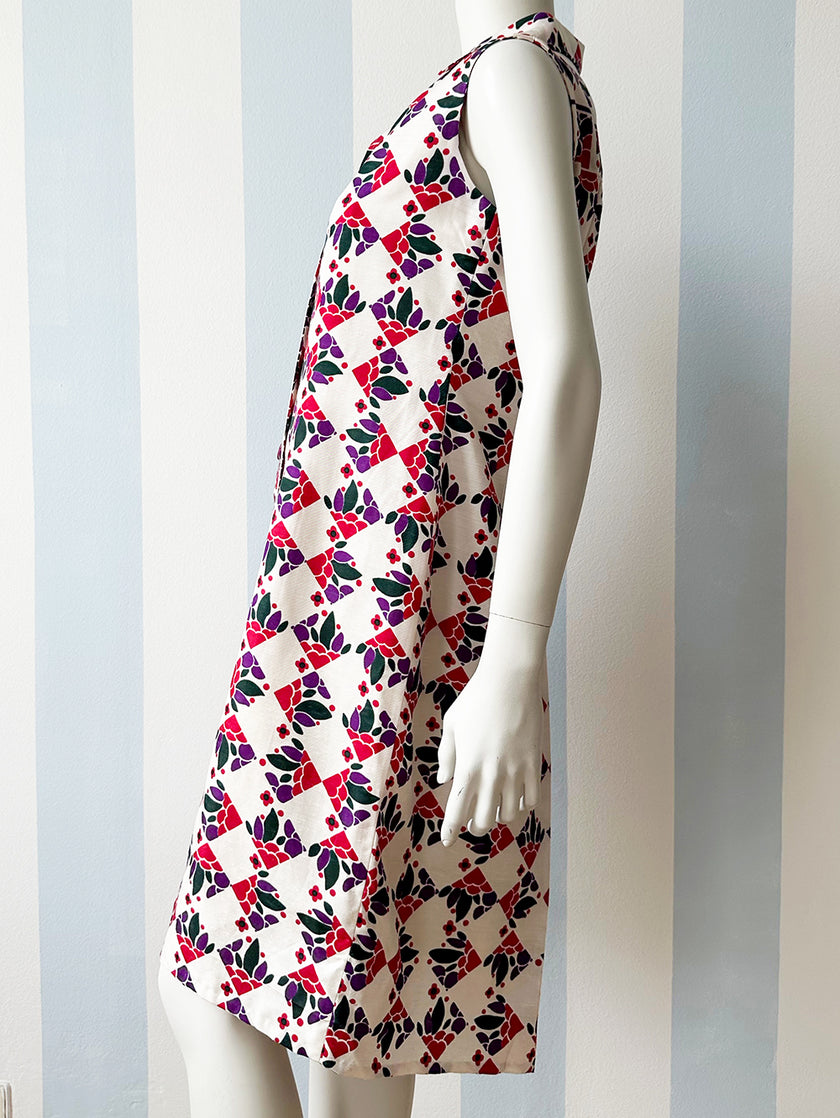 Mouwloze vintage printjurk