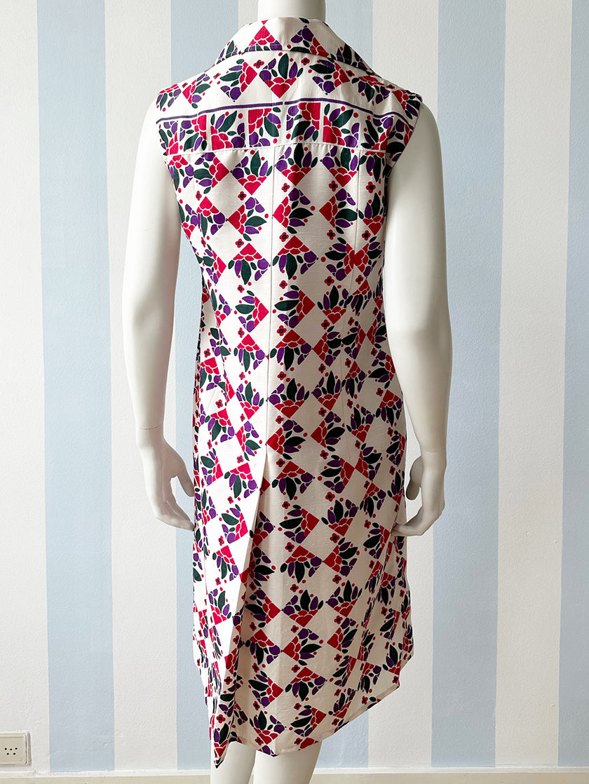 Mouwloze vintage printjurk