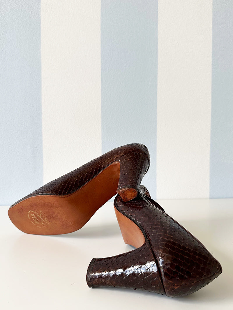Slangenleren 70s pumps