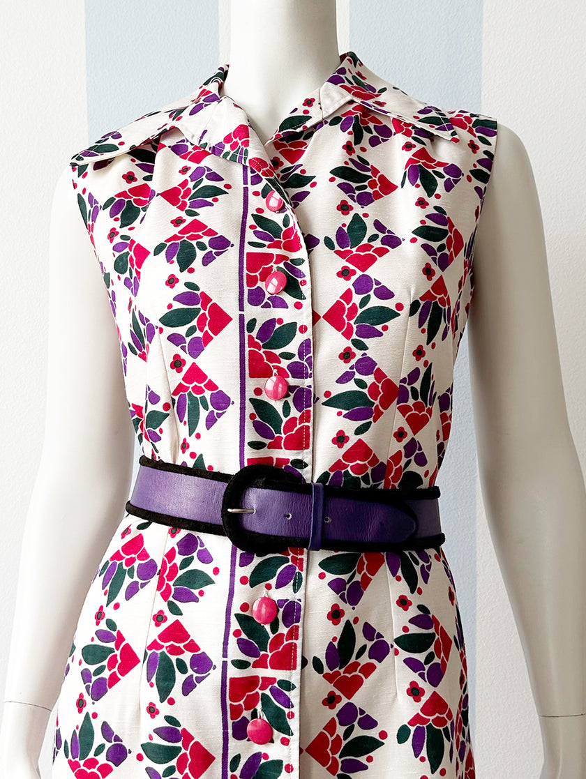 Mouwloze vintage printjurk