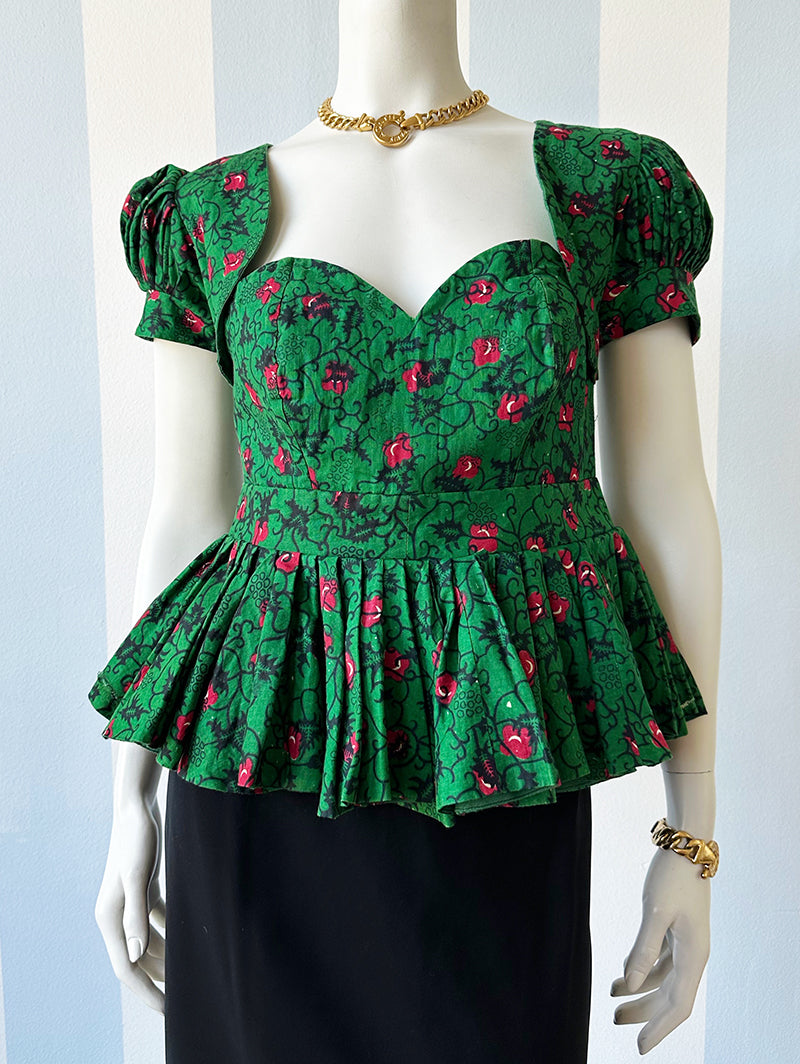 Groen/rode batik top