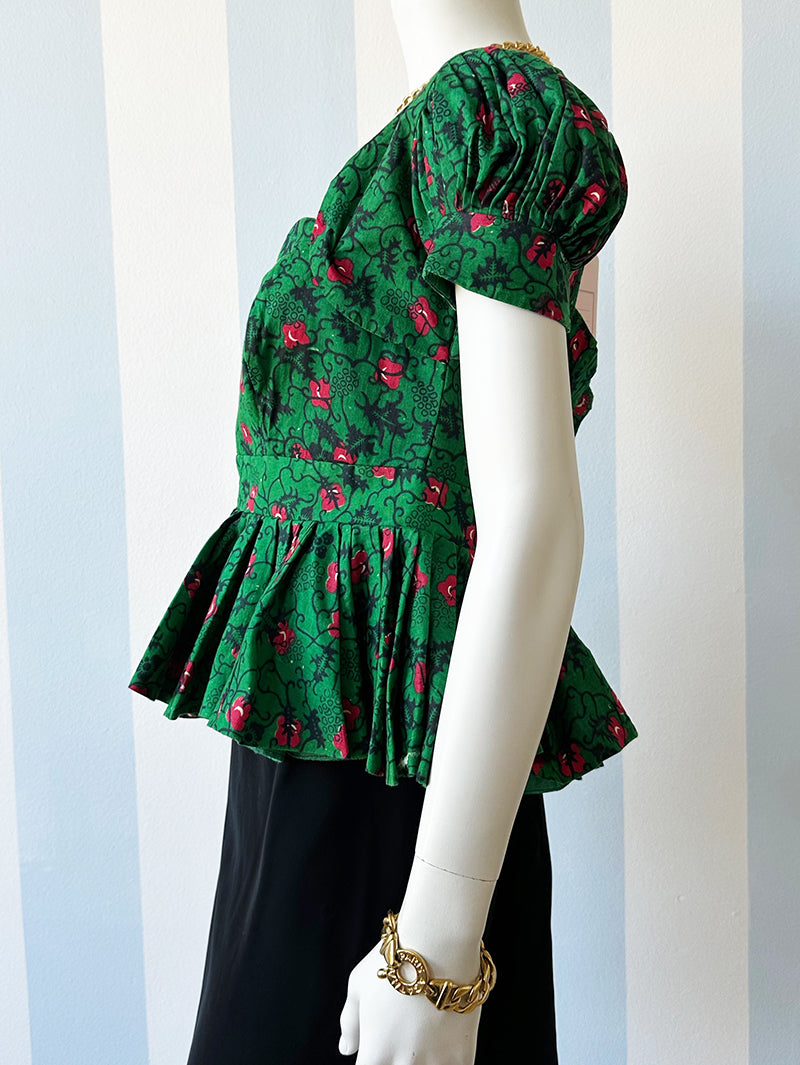 Groen/rode batik top