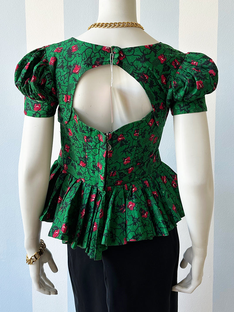 Groen/rode batik top