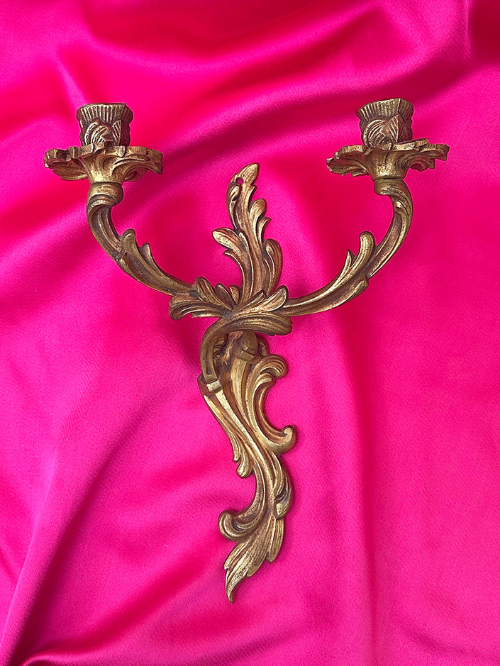 Messing baroque wandkandelaar