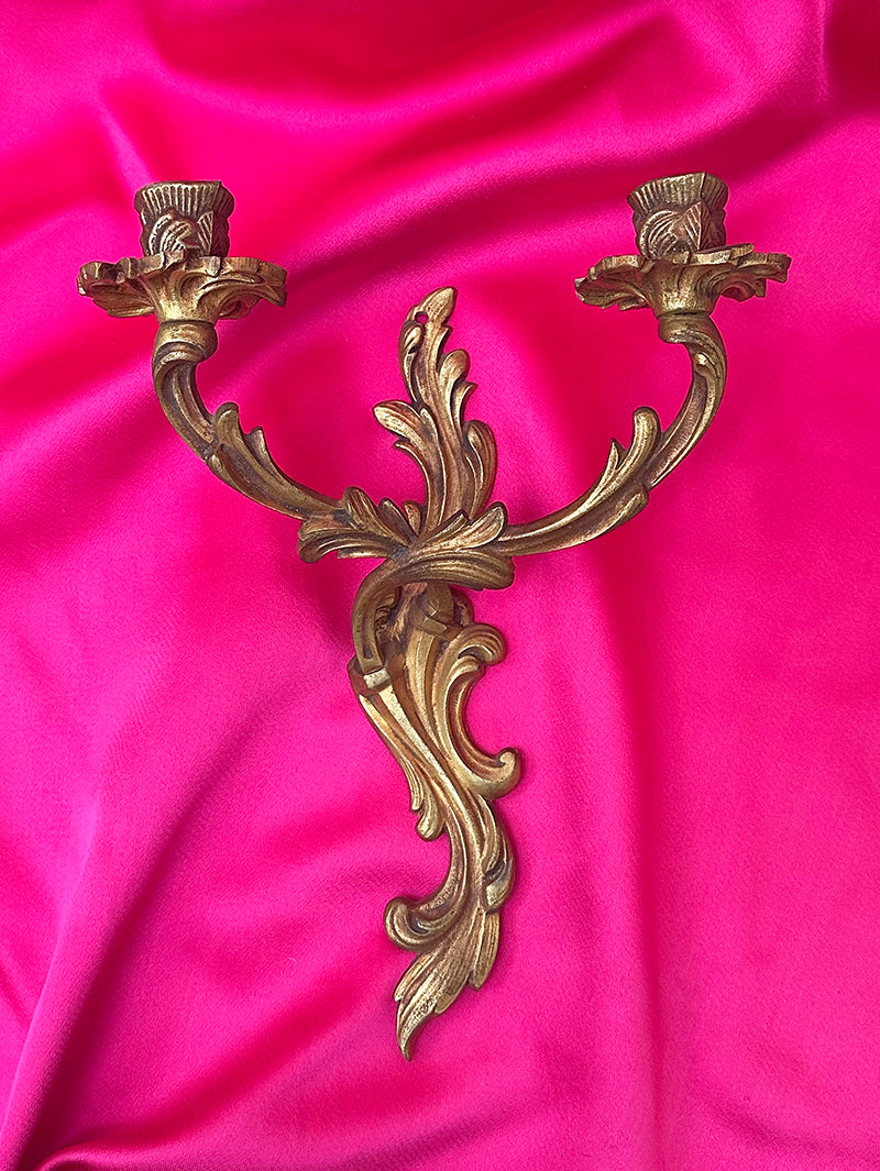 Messing baroque wandkandelaar