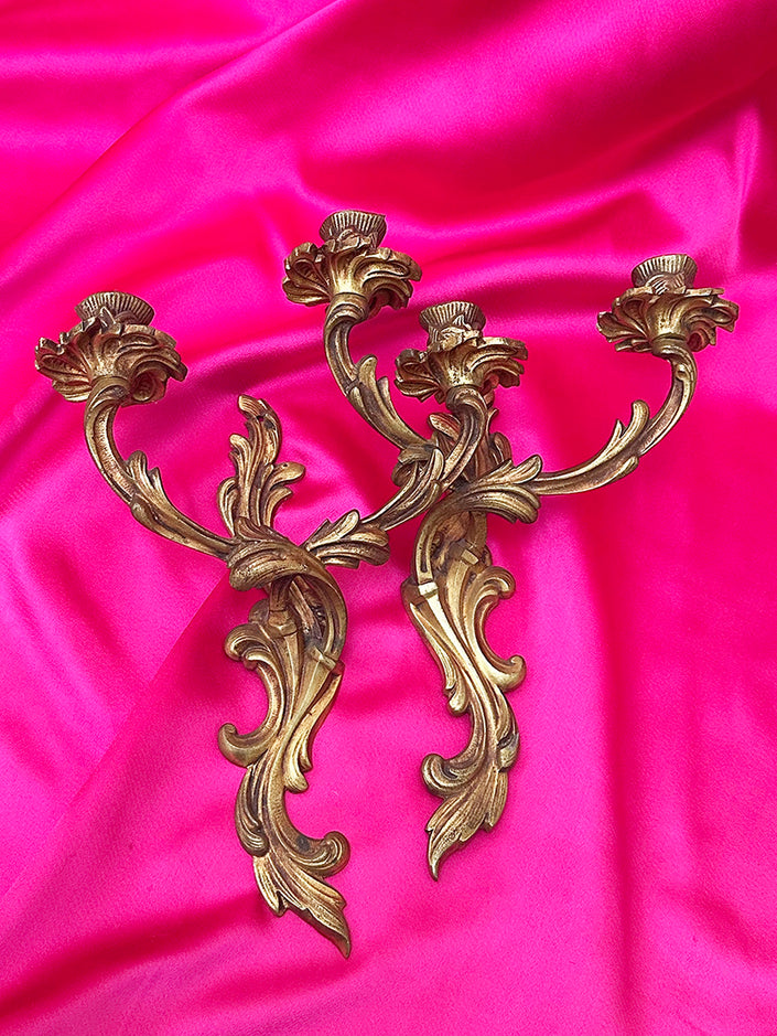 Messing baroque wandkandelaar