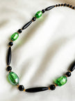 Zwart/groene glazen halsketting