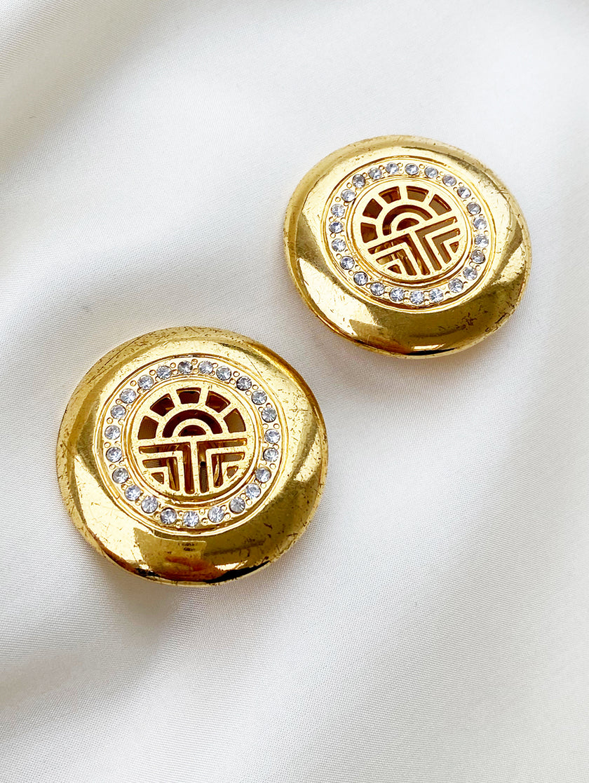 Vergulde designer clip oorbellen