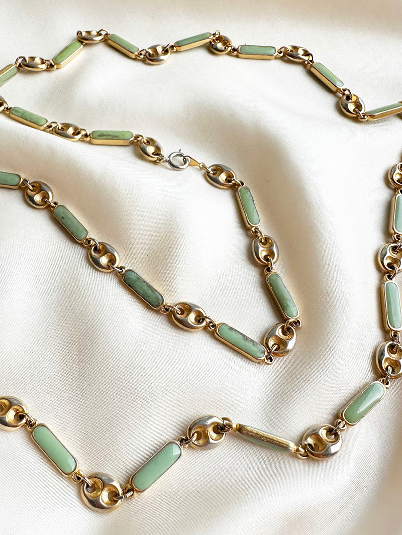 Lange goud/mintgroene ketting