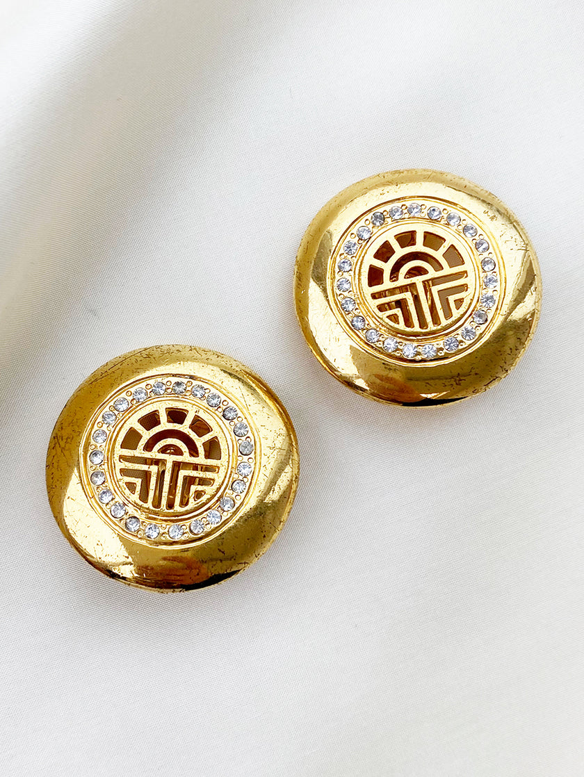 Vergulde designer clip oorbellen