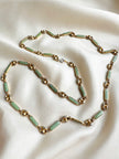 Lange goud/mintgroene ketting