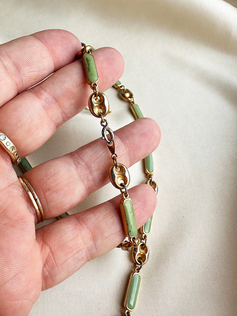 Lange goud/mintgroene ketting