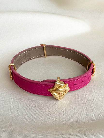 Roze leren armband