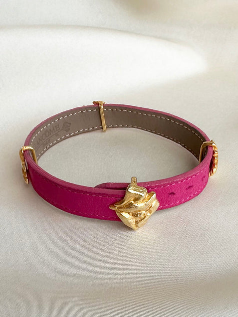 Roze leren armband