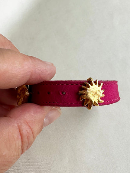Roze leren armband