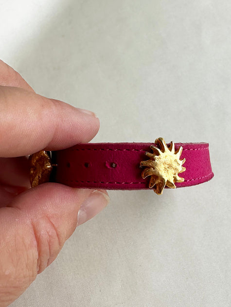 Roze leren armband