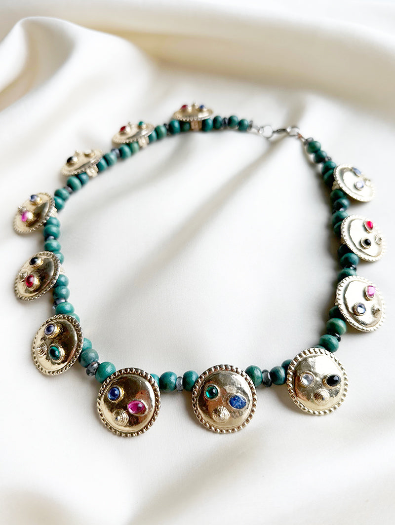 Goud/groene fantasie ketting