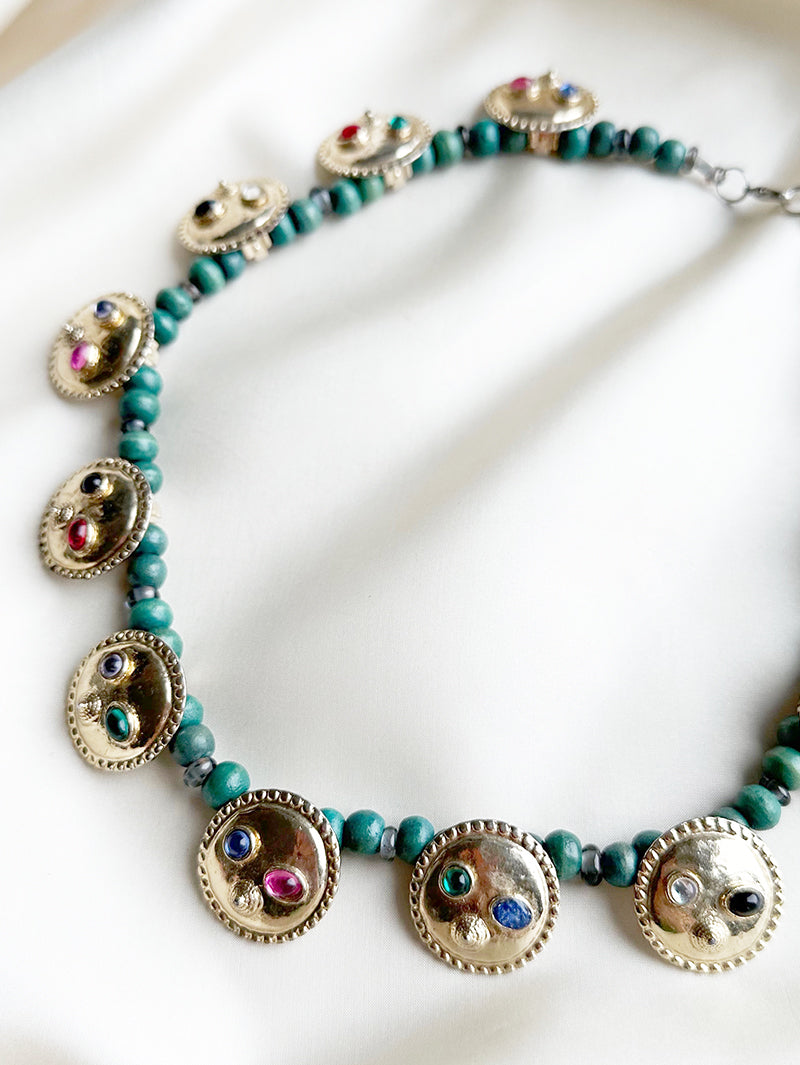 Goud/groene fantasie ketting