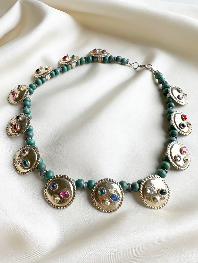 Goud/groene fantasie ketting