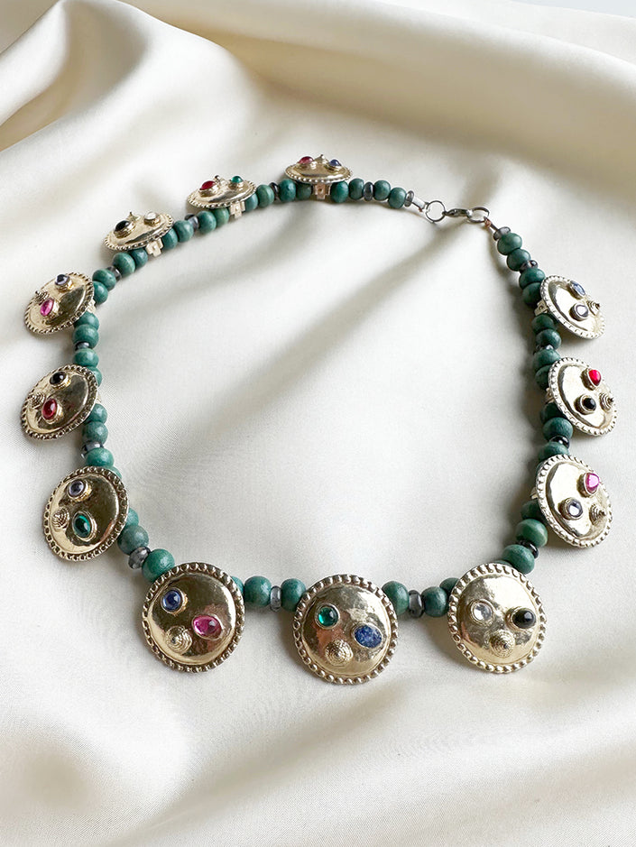 Goud/groene fantasie ketting