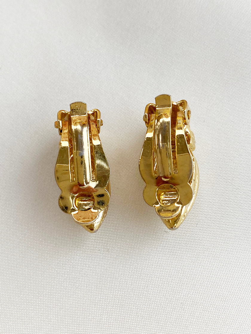 Kleine gouden clip oorbellen met strass