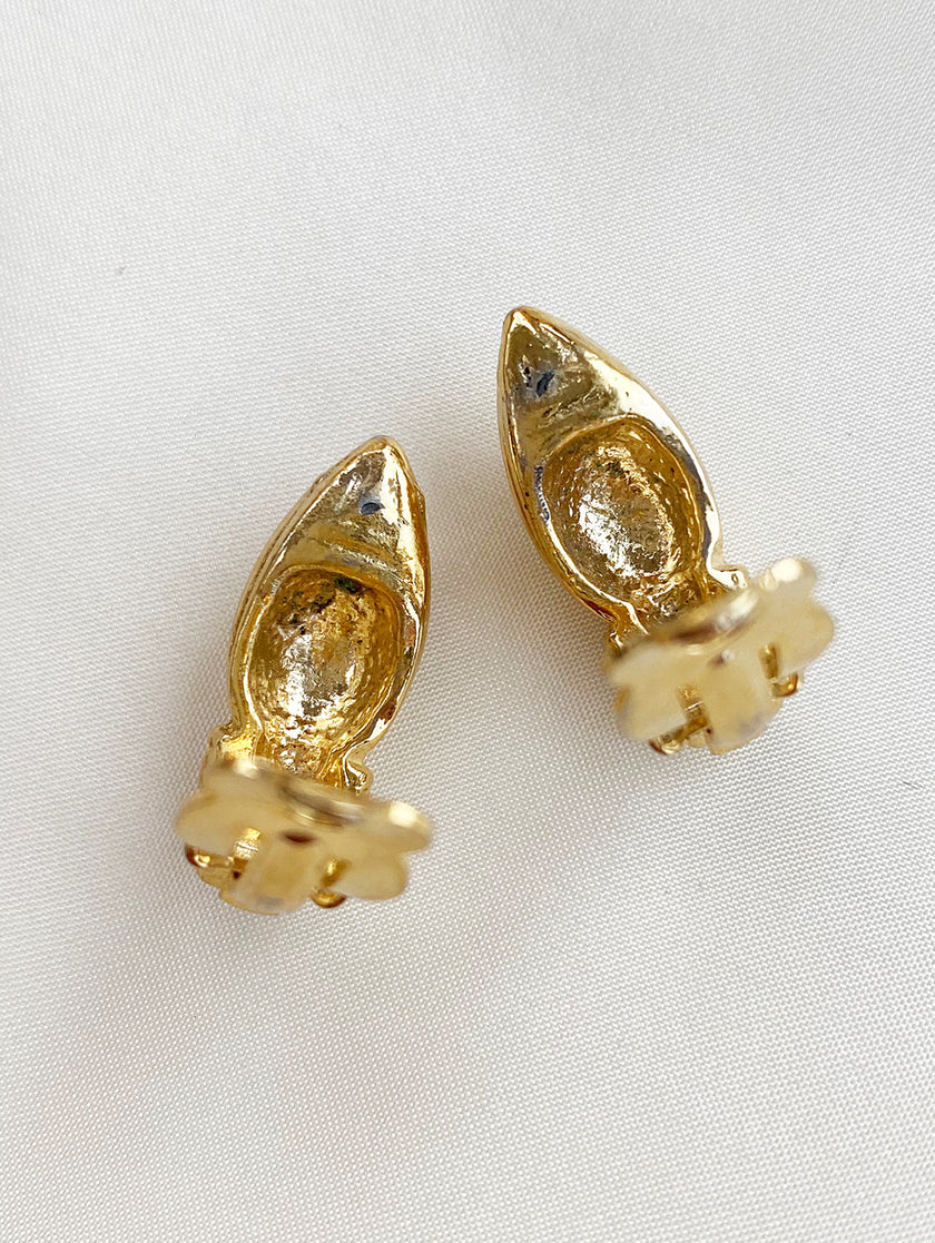 Kleine gouden clip oorbellen met strass