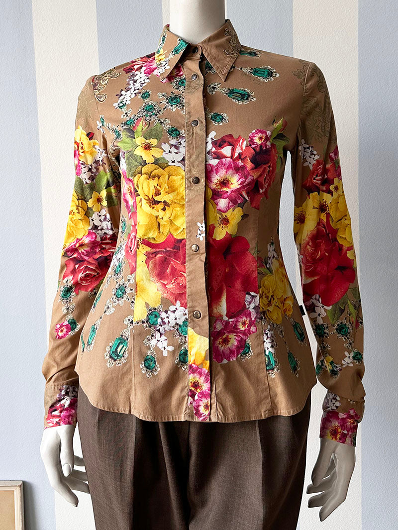 Floral & juwelen designer blouse