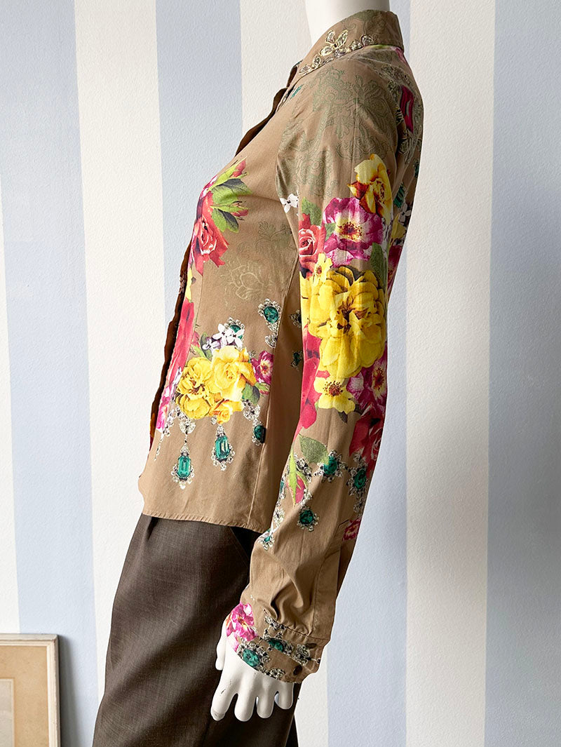 Floral & juwelen designer blouse