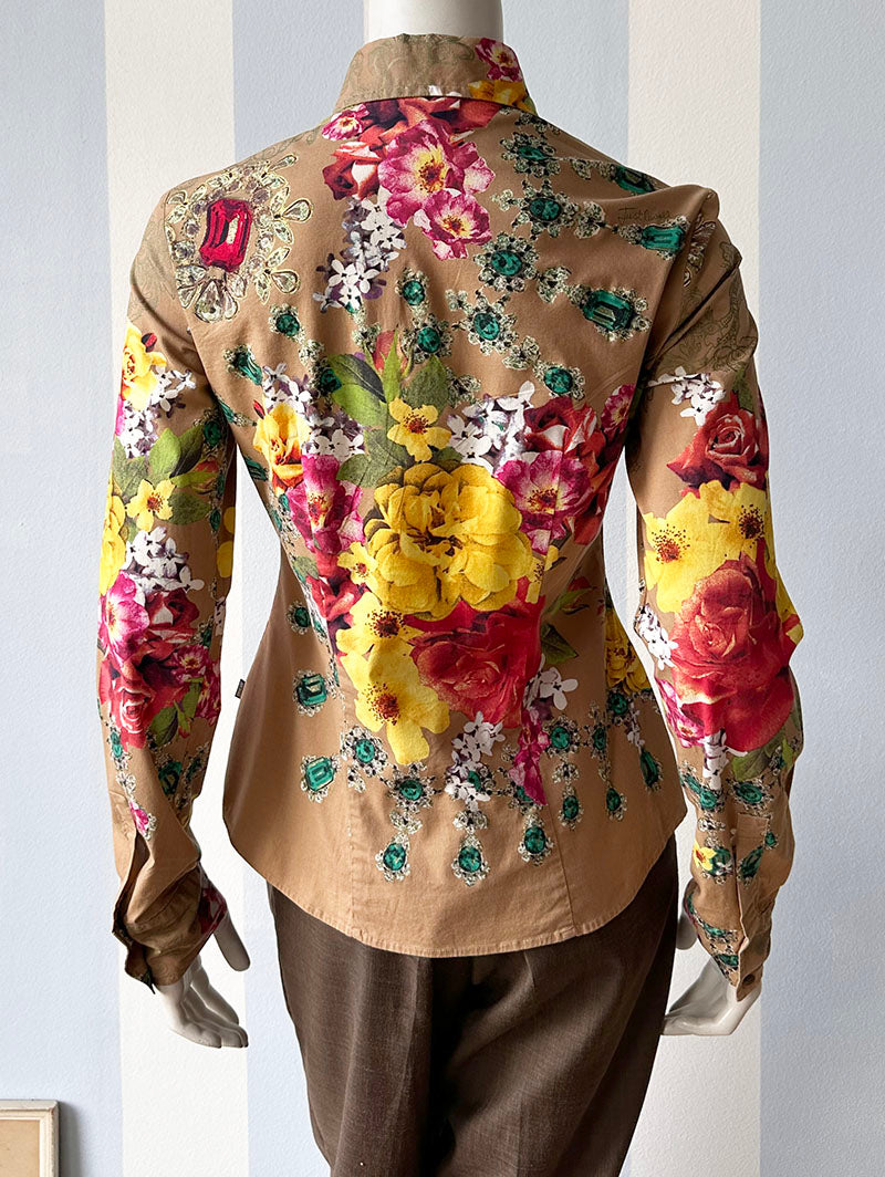 Floral & juwelen designer blouse