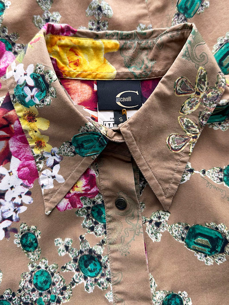 Floral & juwelen designer blouse