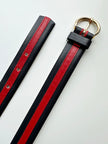 Donkerblauw/rode leren ceintuur