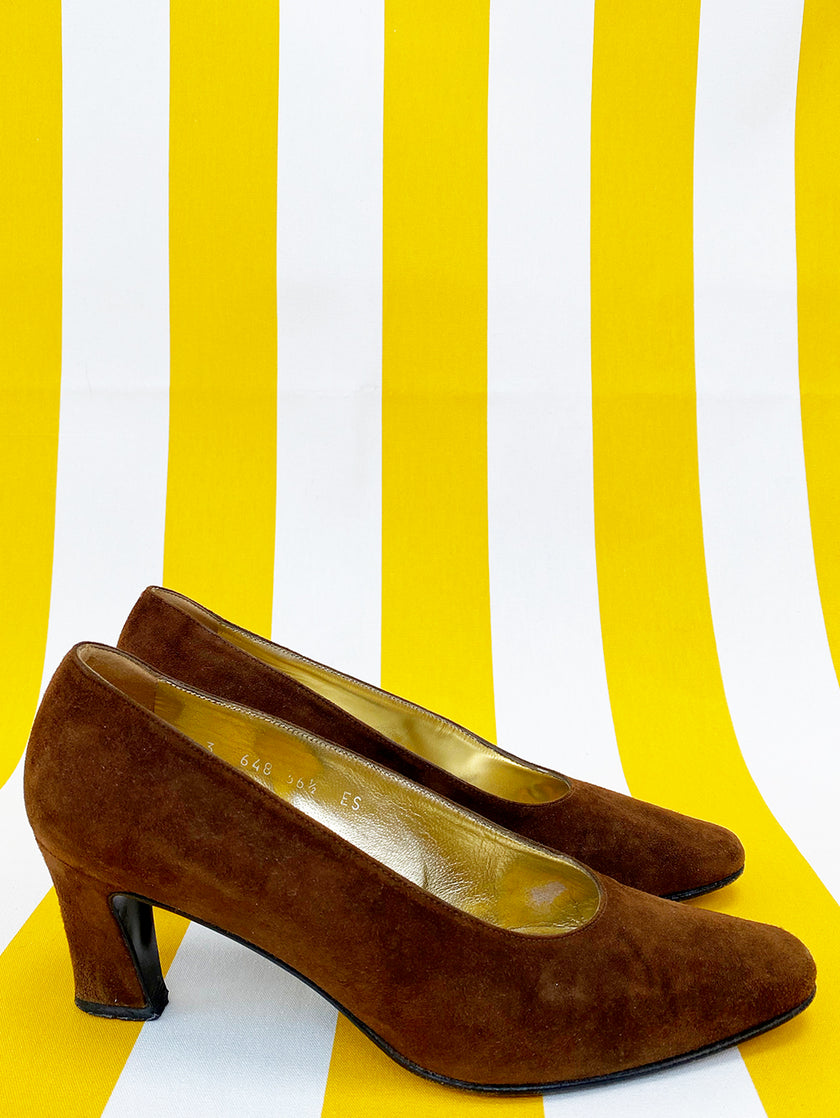 Bruine suede pumps | 36.5