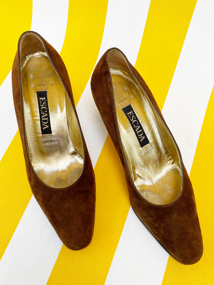 Bruine suede pumps | 36.5