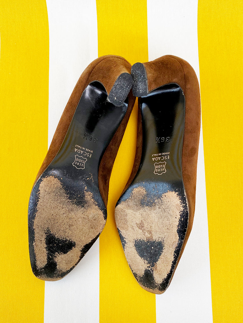 Bruine suede pumps | 36.5