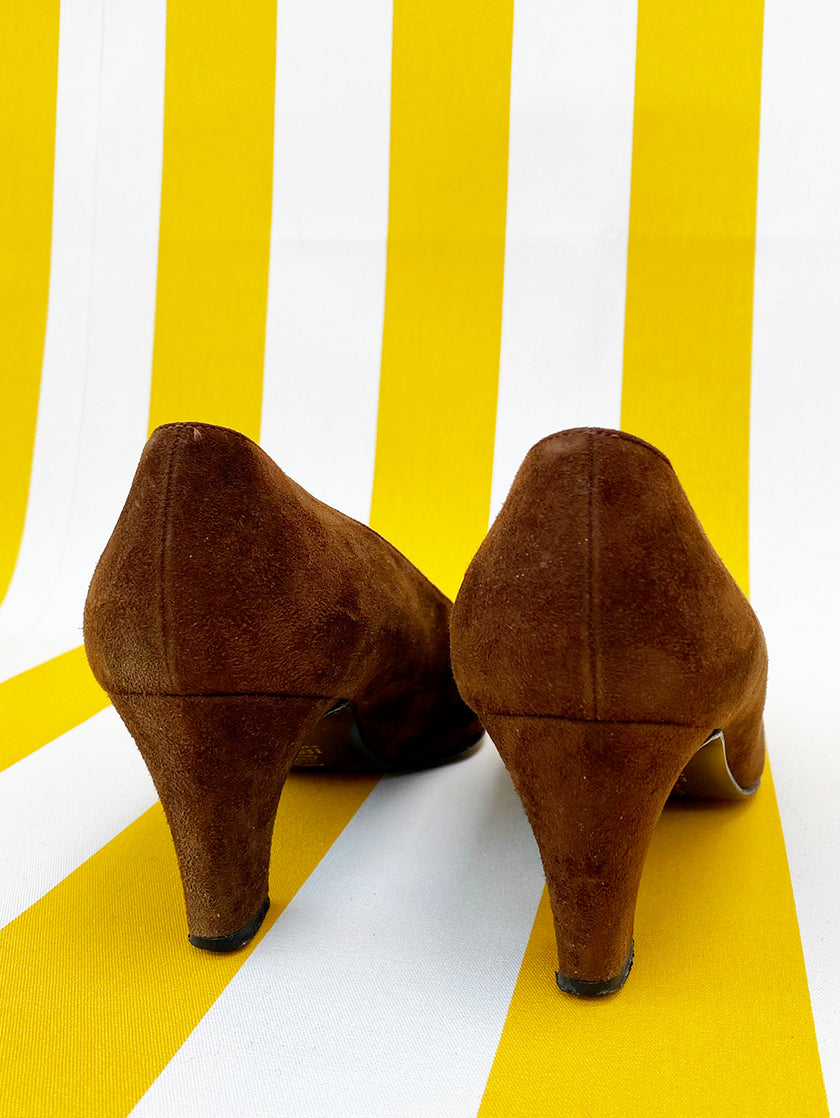 Bruine suede pumps | 36.5