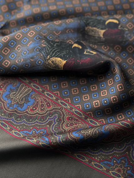 Zijden lange herensjaal met eenden