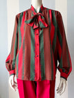 Vintage gestreepte strikblouse