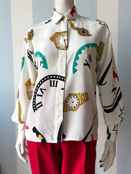Designer blouse met klokken