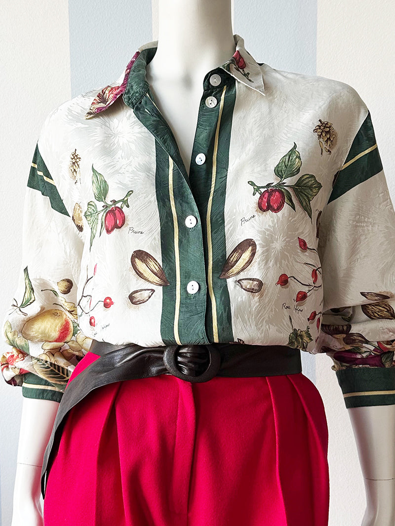 Zijden blouse met fruitdessin