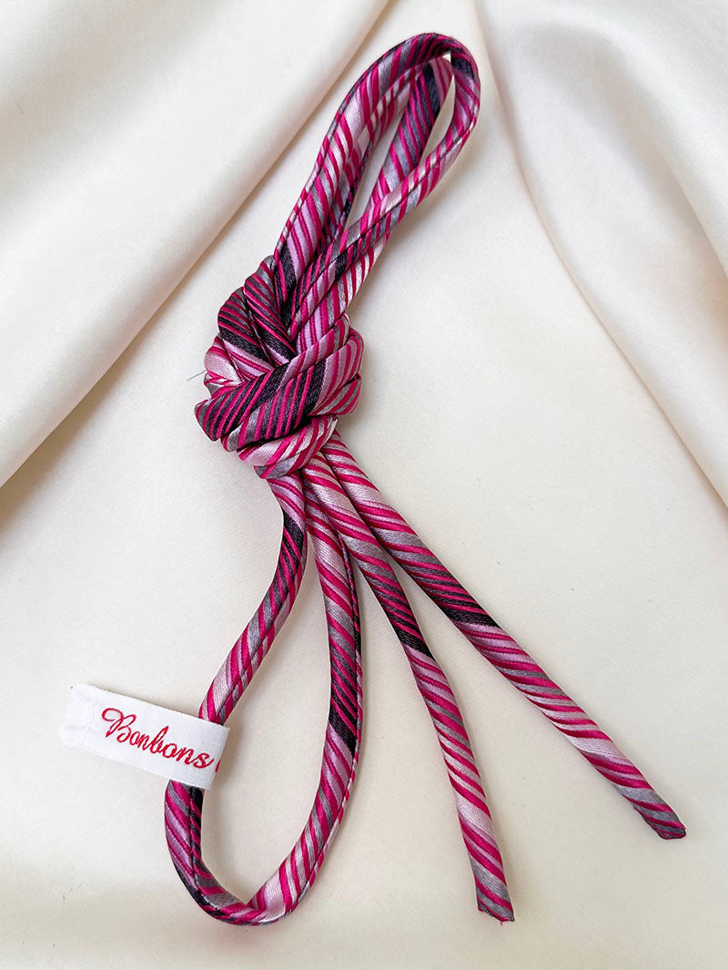 GERESERVEERD Le lien - Roze & grijze gestreept (polyester)