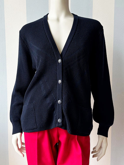 Donkerblauw gebreid vestje