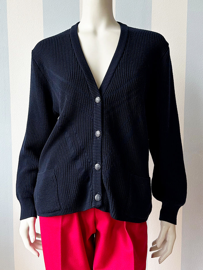 Donkerblauw gebreid vestje