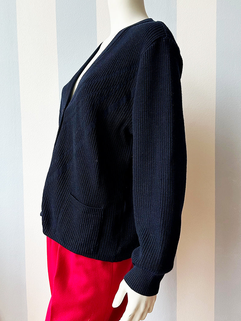 Donkerblauw gebreid vestje