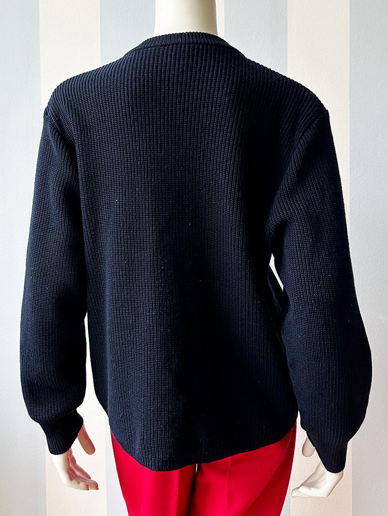 Donkerblauw gebreid vestje