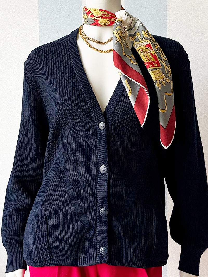 Donkerblauw gebreid vestje